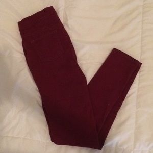 Burgundy Skinny Capri Jeans